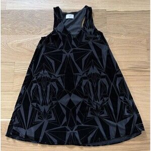 Everly Women's Mini Dress S Burned Out Black Velvet Geo Sleeveless Flowy Whimsy